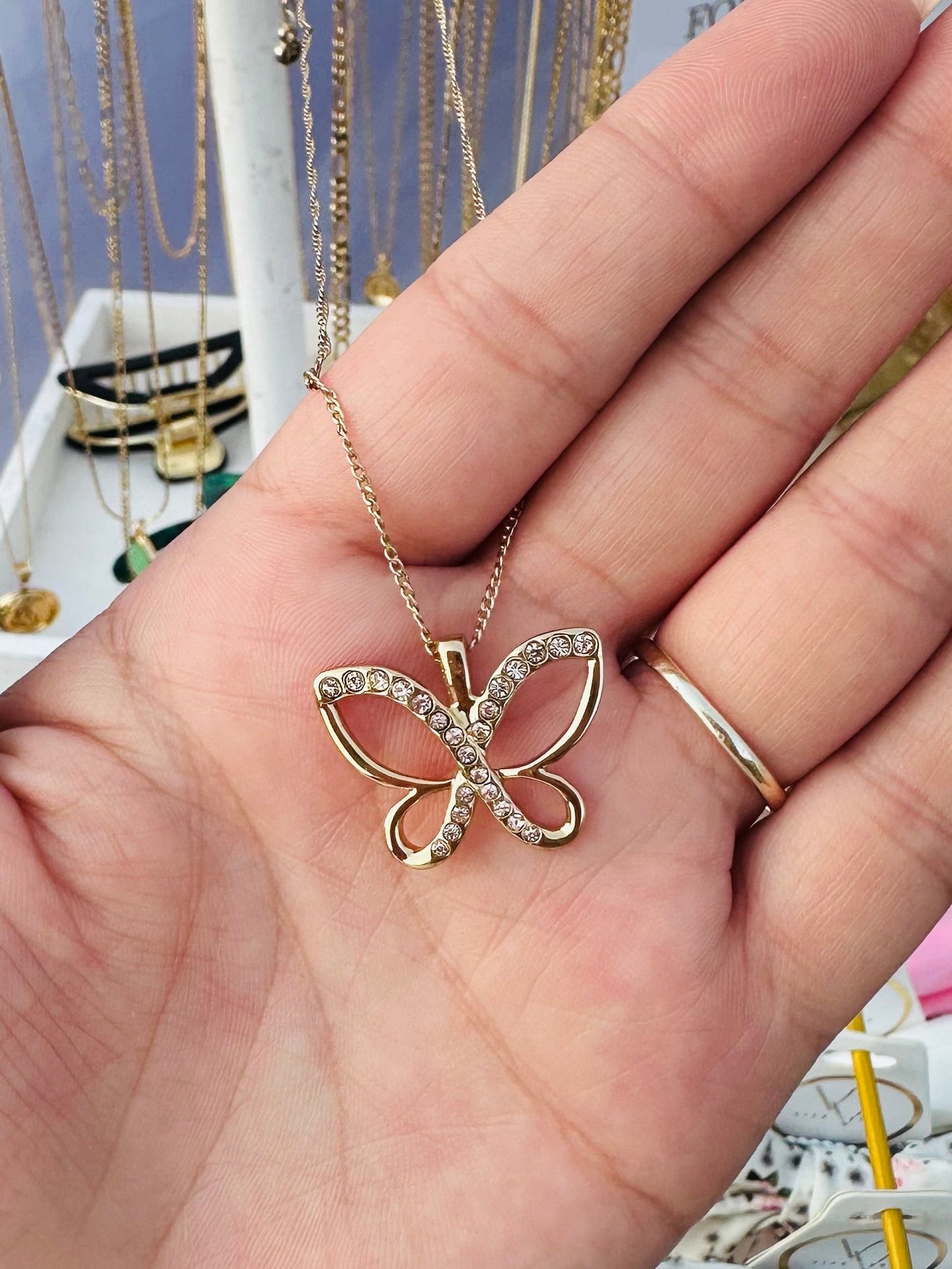 Butterfly Necklace Gold Plated 24K