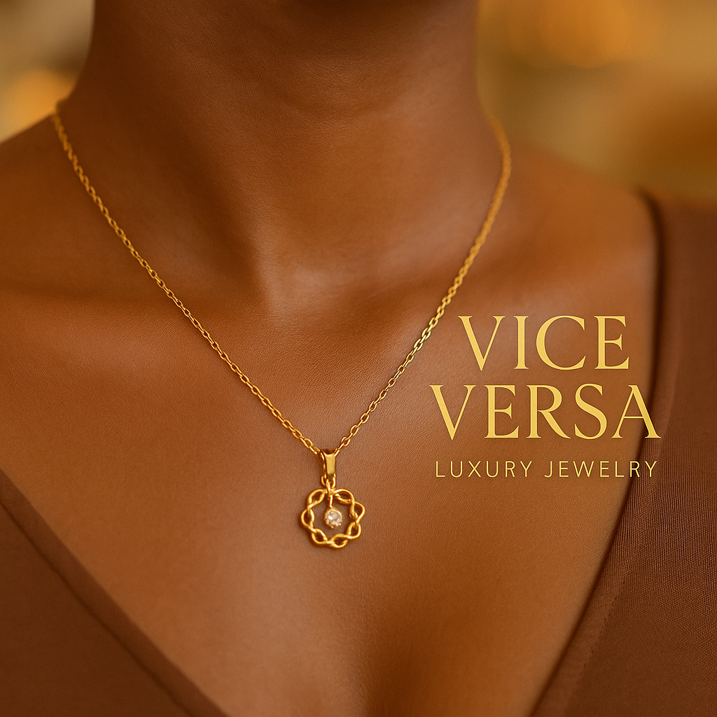 Flower Necklace Real Gold Plated
