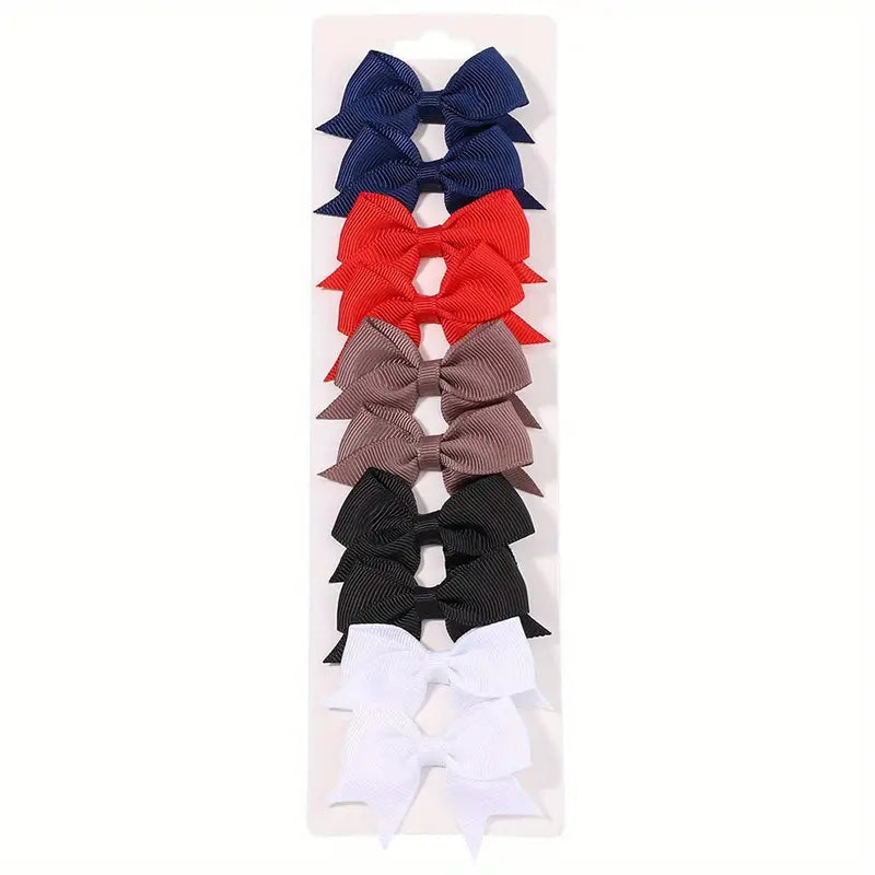 Pair Mini Cloth Ribbon Bow Hair Clip Ruffle