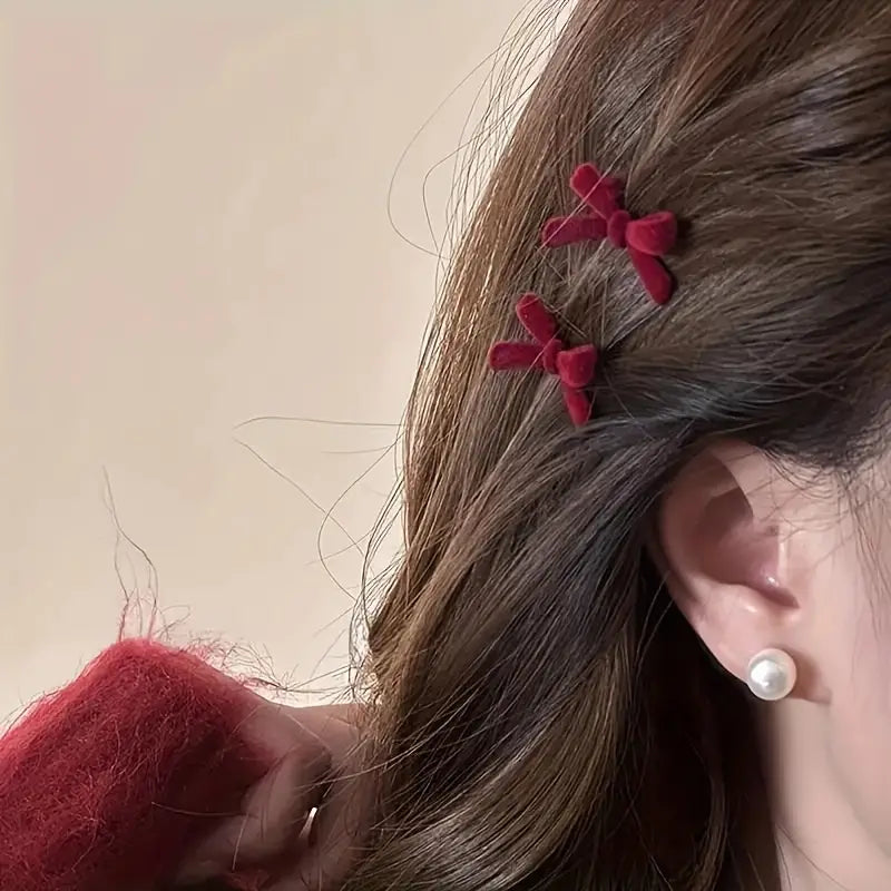 Pinza para el pelo de terciopelo con lazo pequeño