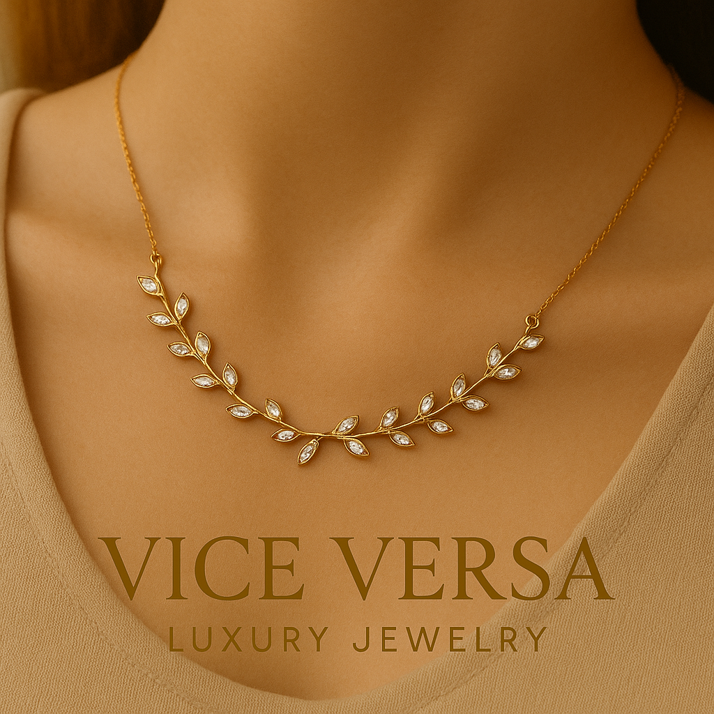 Flowers attached Necklace Gold Plated 24K