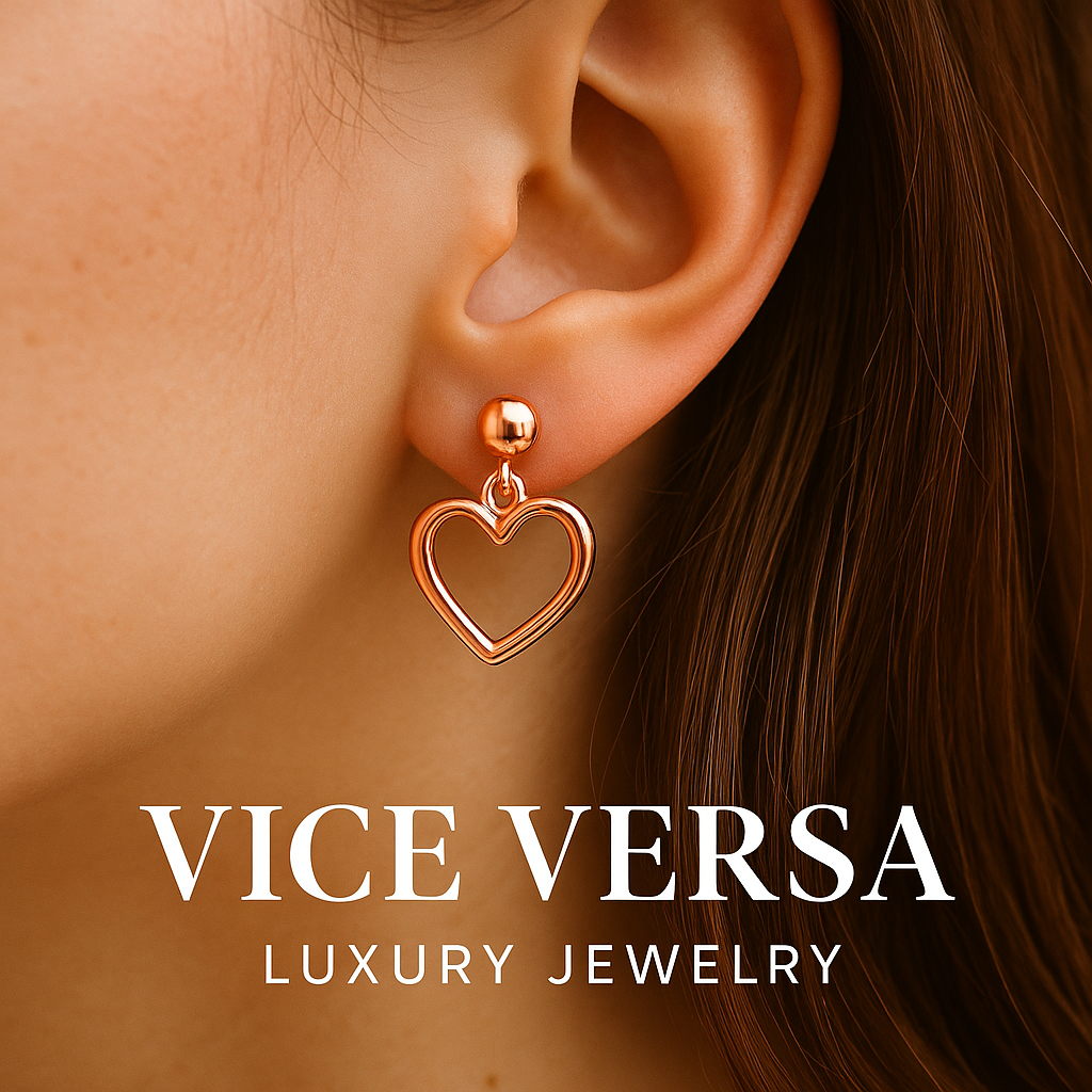 Pendientes Corazón Chapado en Oro Rosa