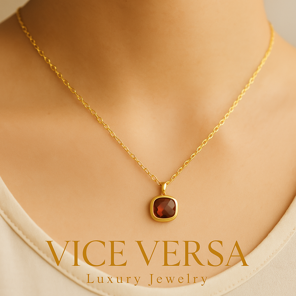 Purple Sapphire Necklace Gold Plated 24K