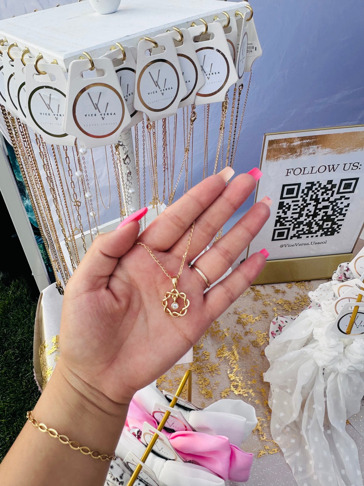 Flower Necklace Real Gold Plated