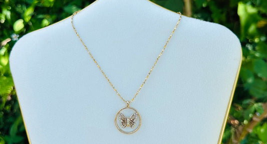 Butterfly in Circle Gold Plated 24K