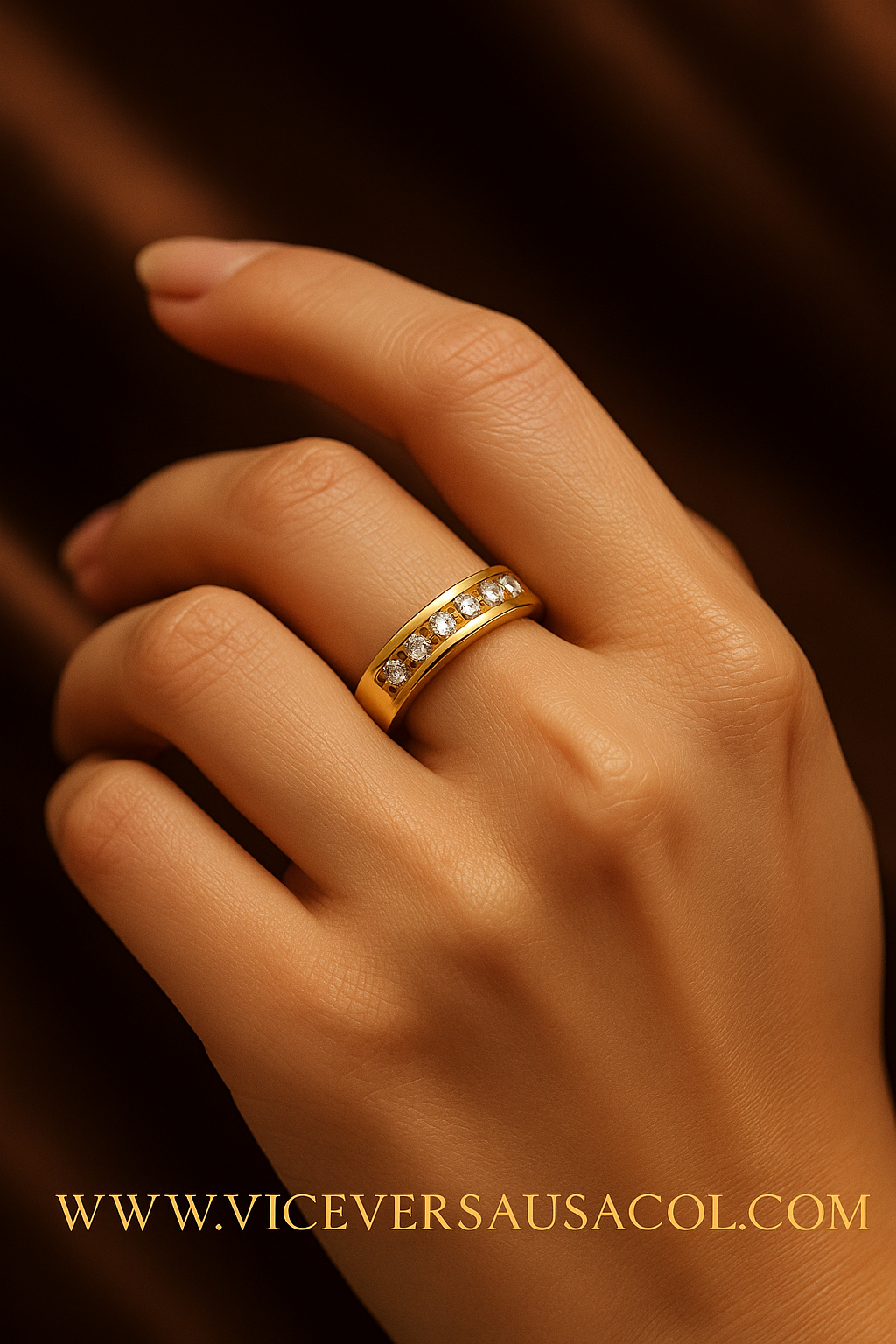 Gold Plated 24K Ring with Zircons