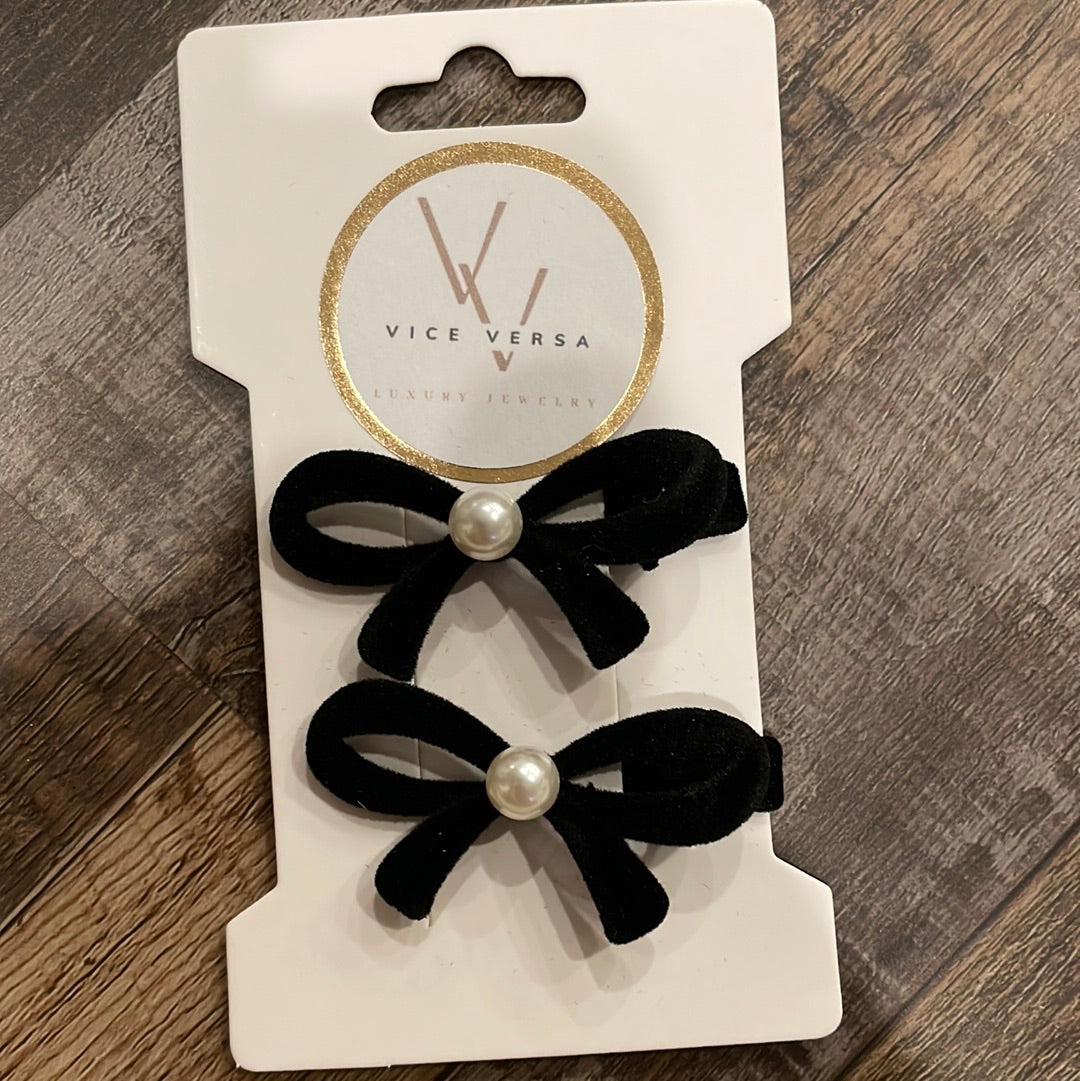 Mini pinza para el pelo de terciopelo con lazo