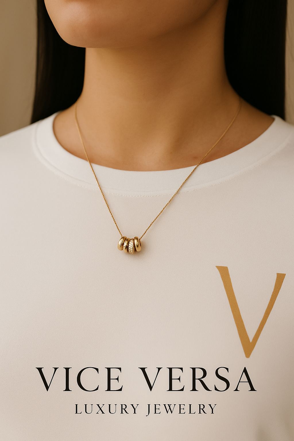 Necklace Rings Gold Plated 24K