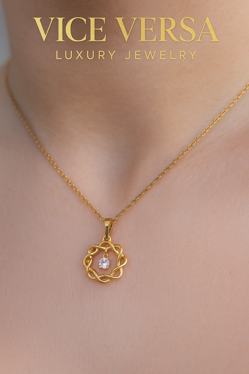Flower Necklace Real Gold Plated