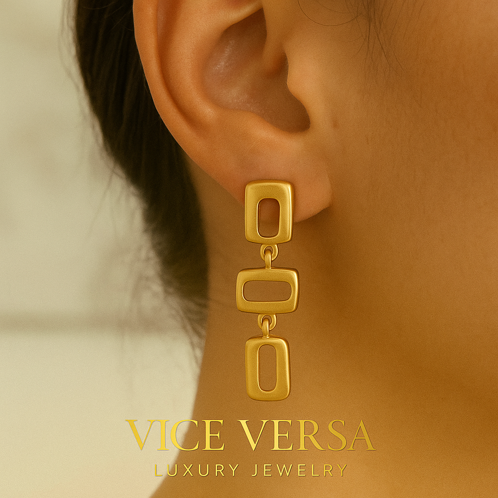 Colonial Squares Drop Earrings Gold plated 24K