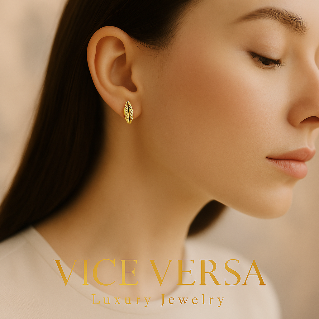 PENDIENTES HOJAS BAÑADOS EN ORO 24K CON CIRCONITAS
