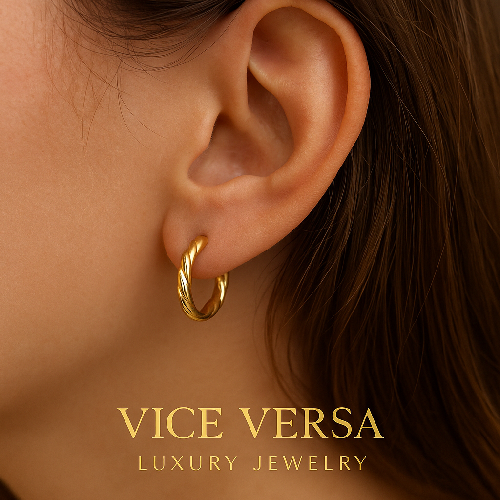 Twisted Huggies Earrings Gold plated 24K