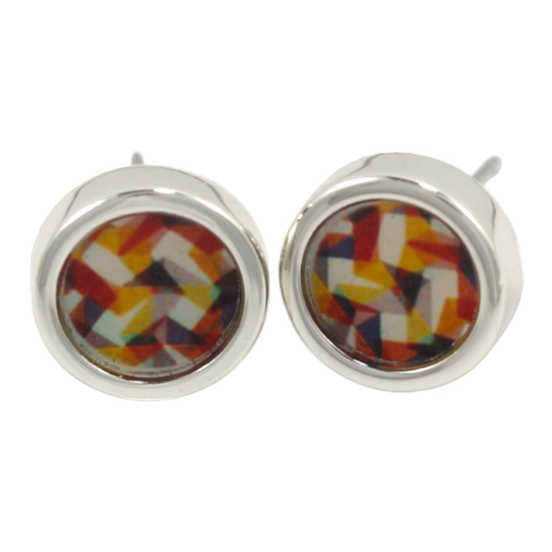 Squares Design Silver Plated Stud Earrings