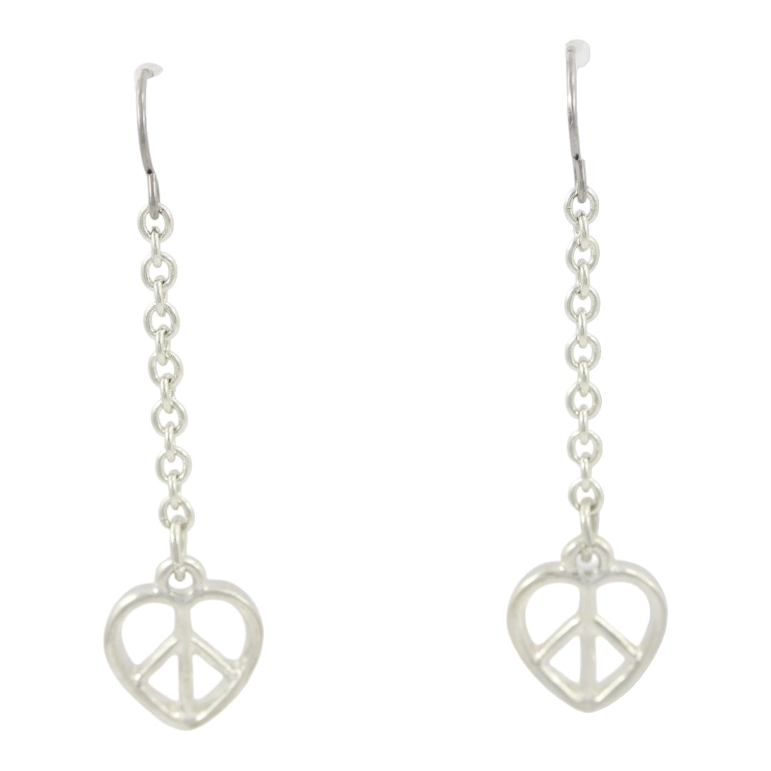 Dangle Heart Silver Plated Earrings