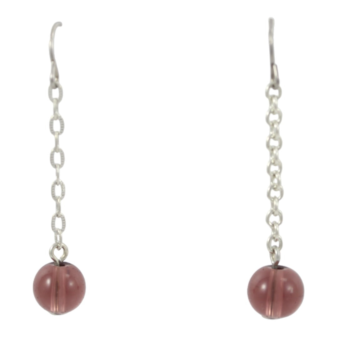 Light Brown Drop Earrings Silver Plated
