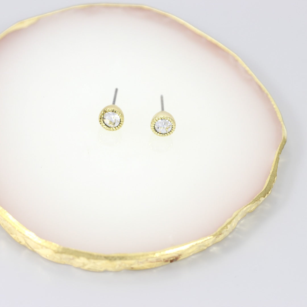 Design Stud Earrings Gold plated & Zircon 24K