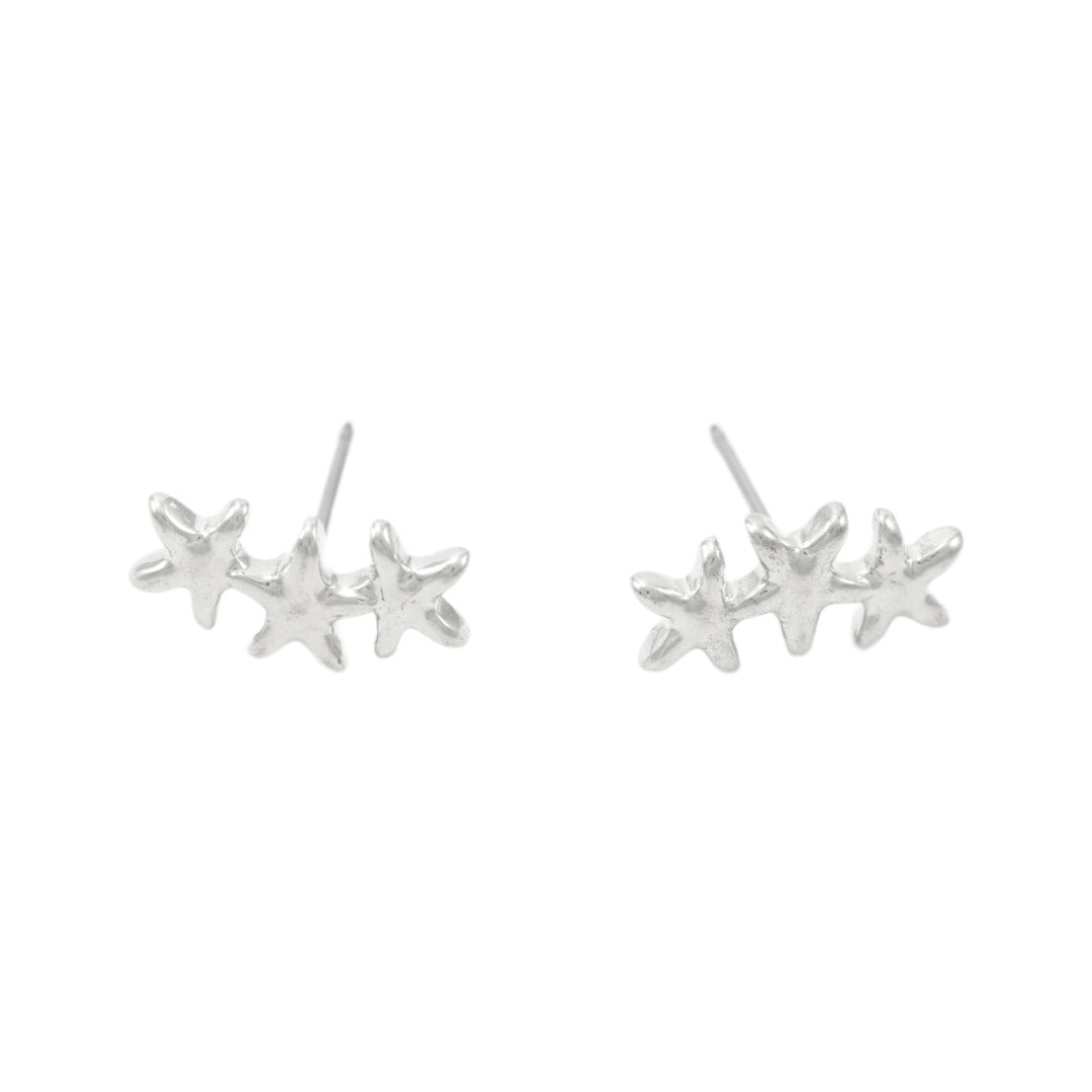 SILVER PLATED EARRINGS 3 STARS