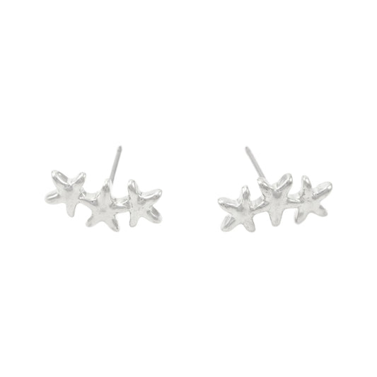 SILVER PLATED EARRINGS 3 STARS