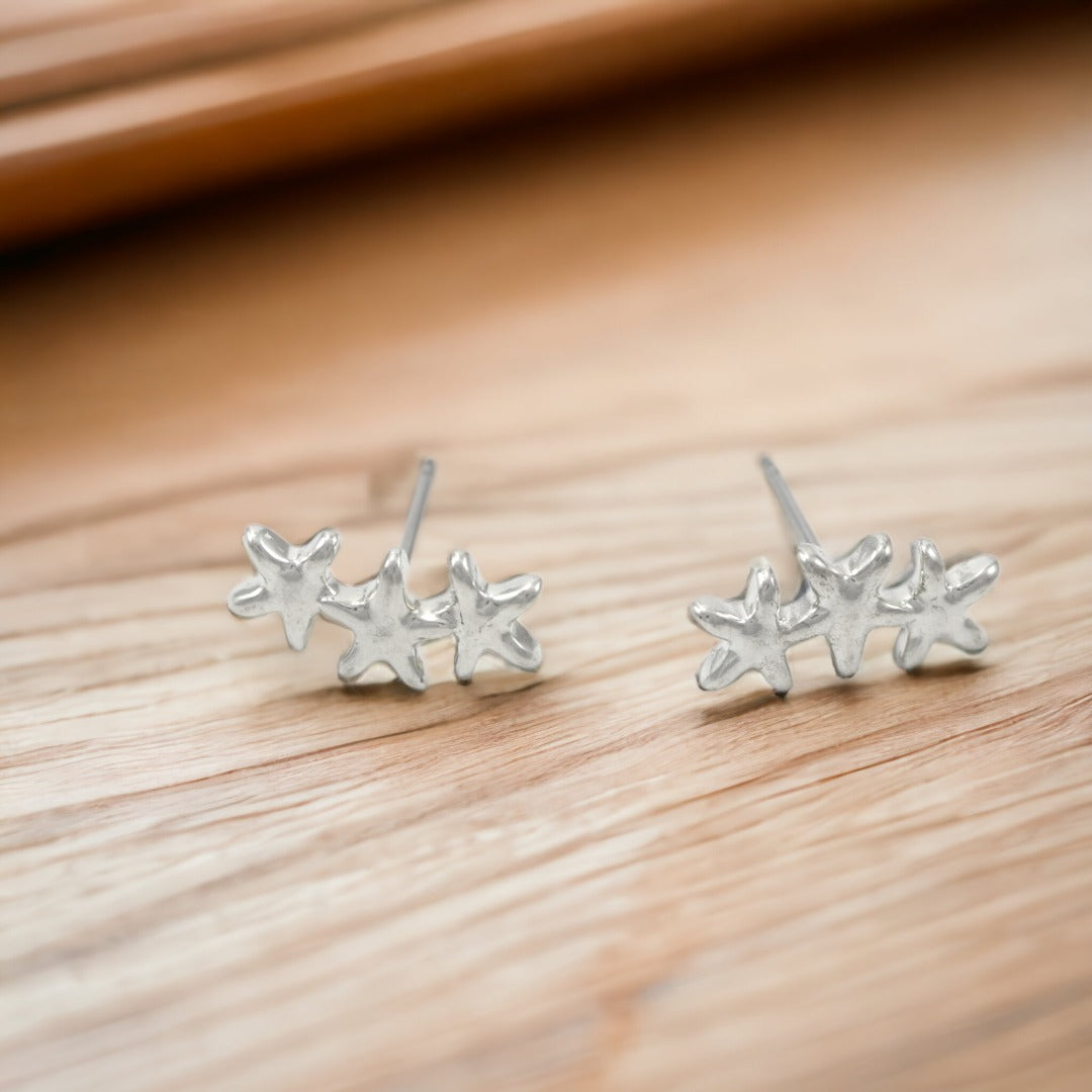 SILVER PLATED EARRINGS 3 STARS