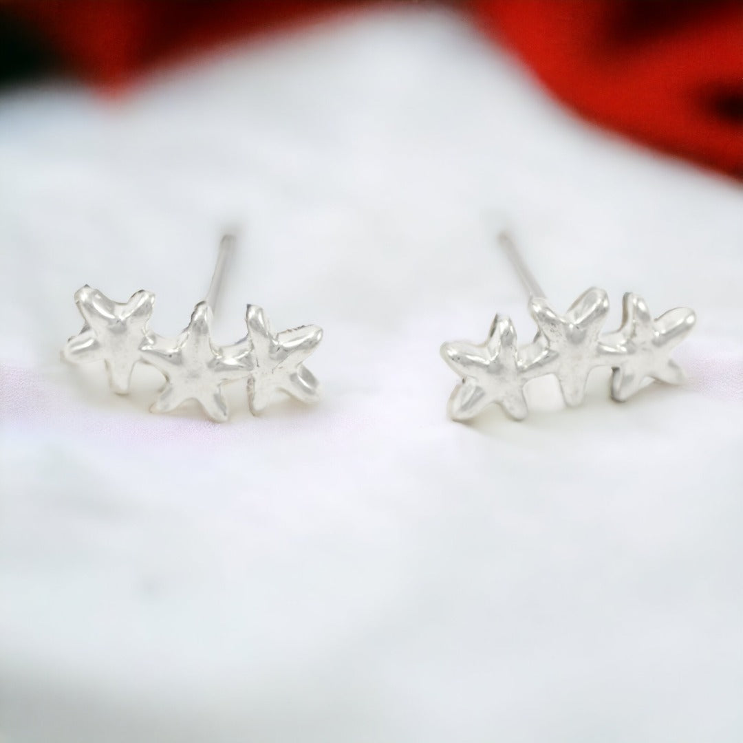 SILVER PLATED EARRINGS 3 STARS