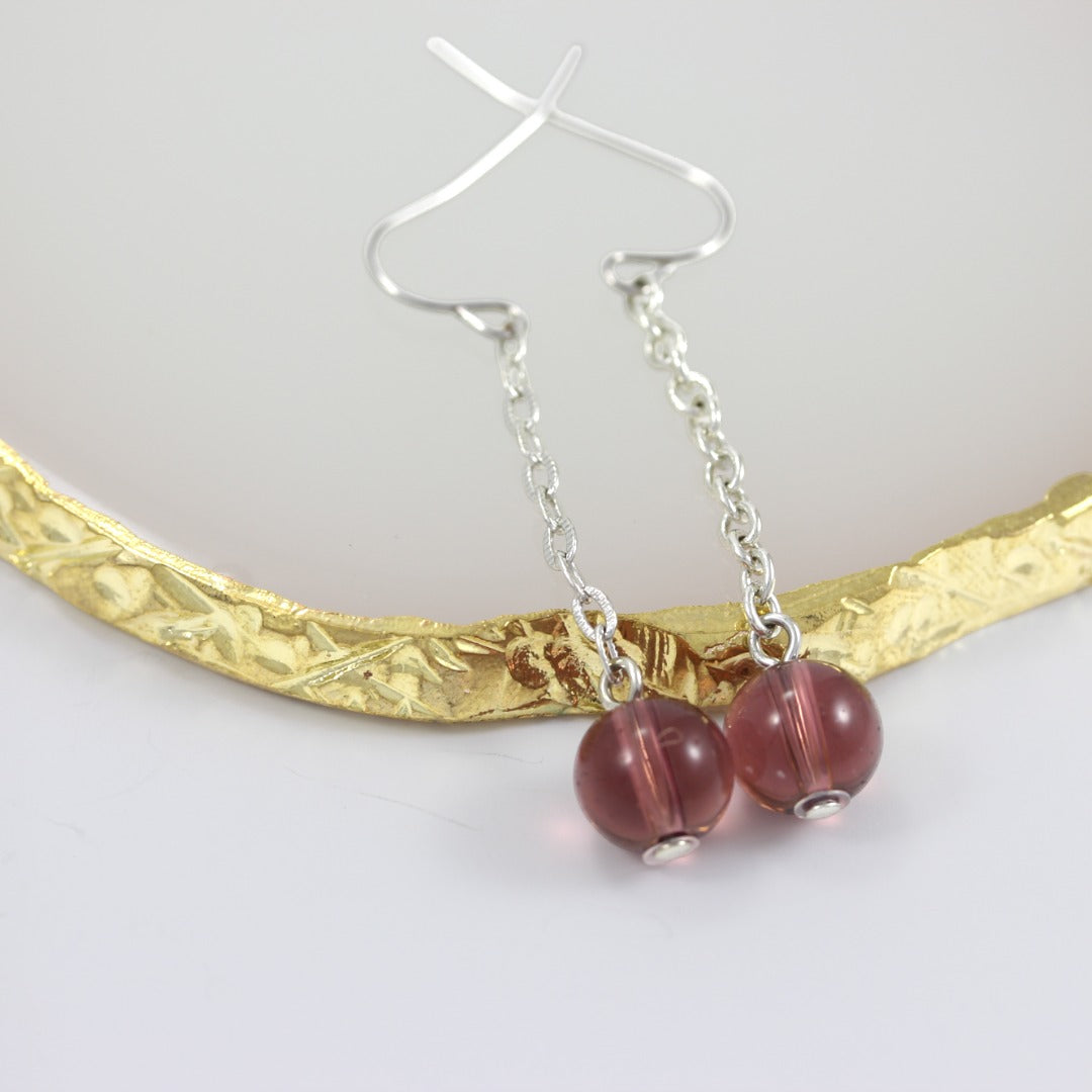 Light Brown Drop Earrings Silver Plated