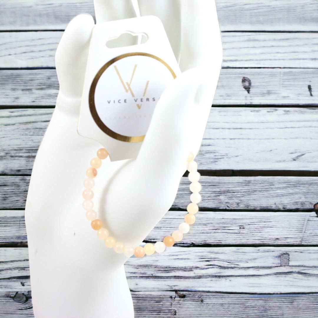 Peach Pearl Stretch Bracelet 4mm