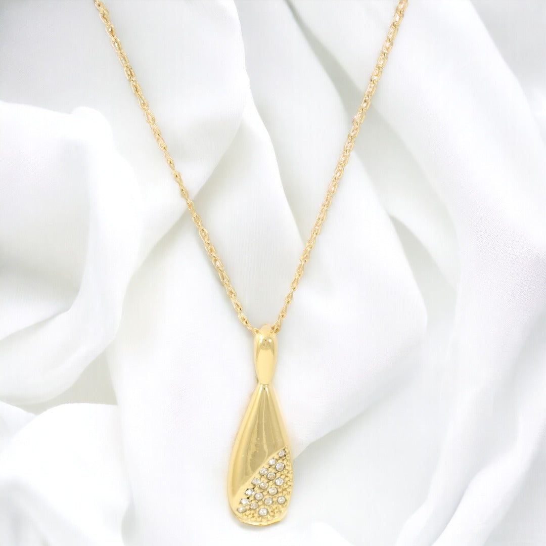 Drop Zircons Necklace Real Gold Plated