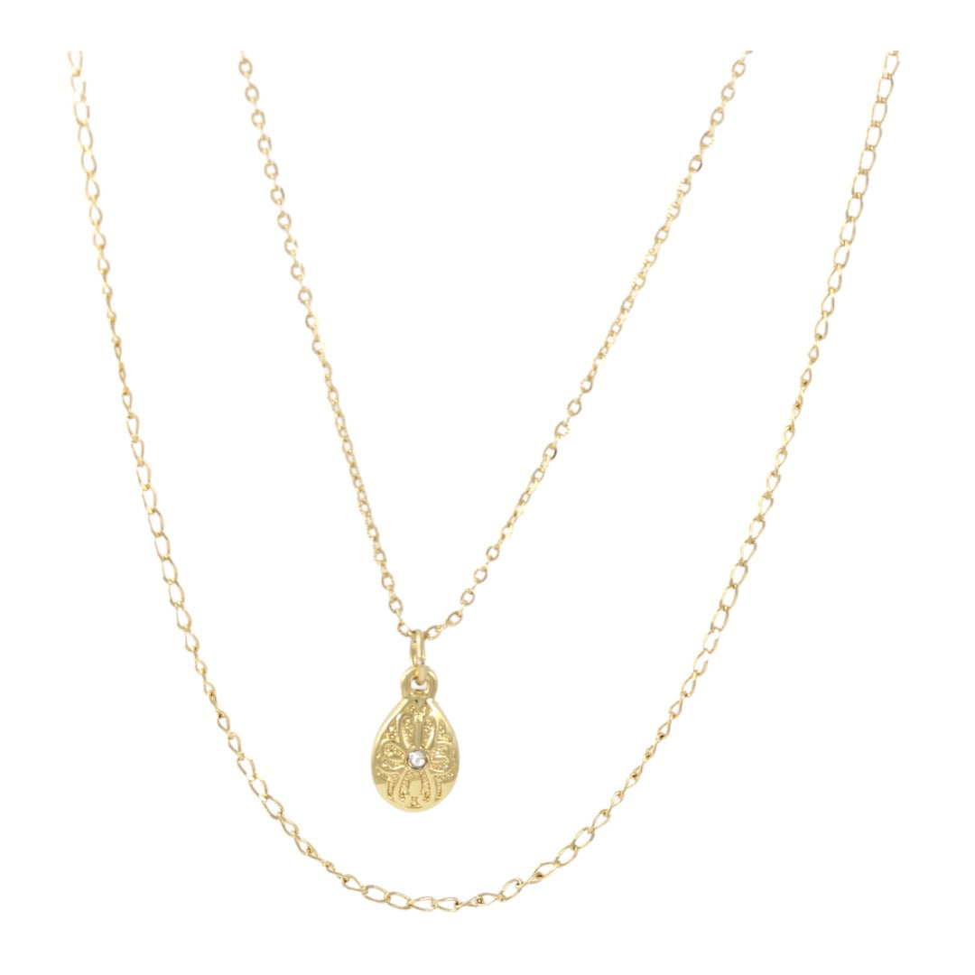Double Chain Ovals with Zircons Necklace Gold Plated 24K
