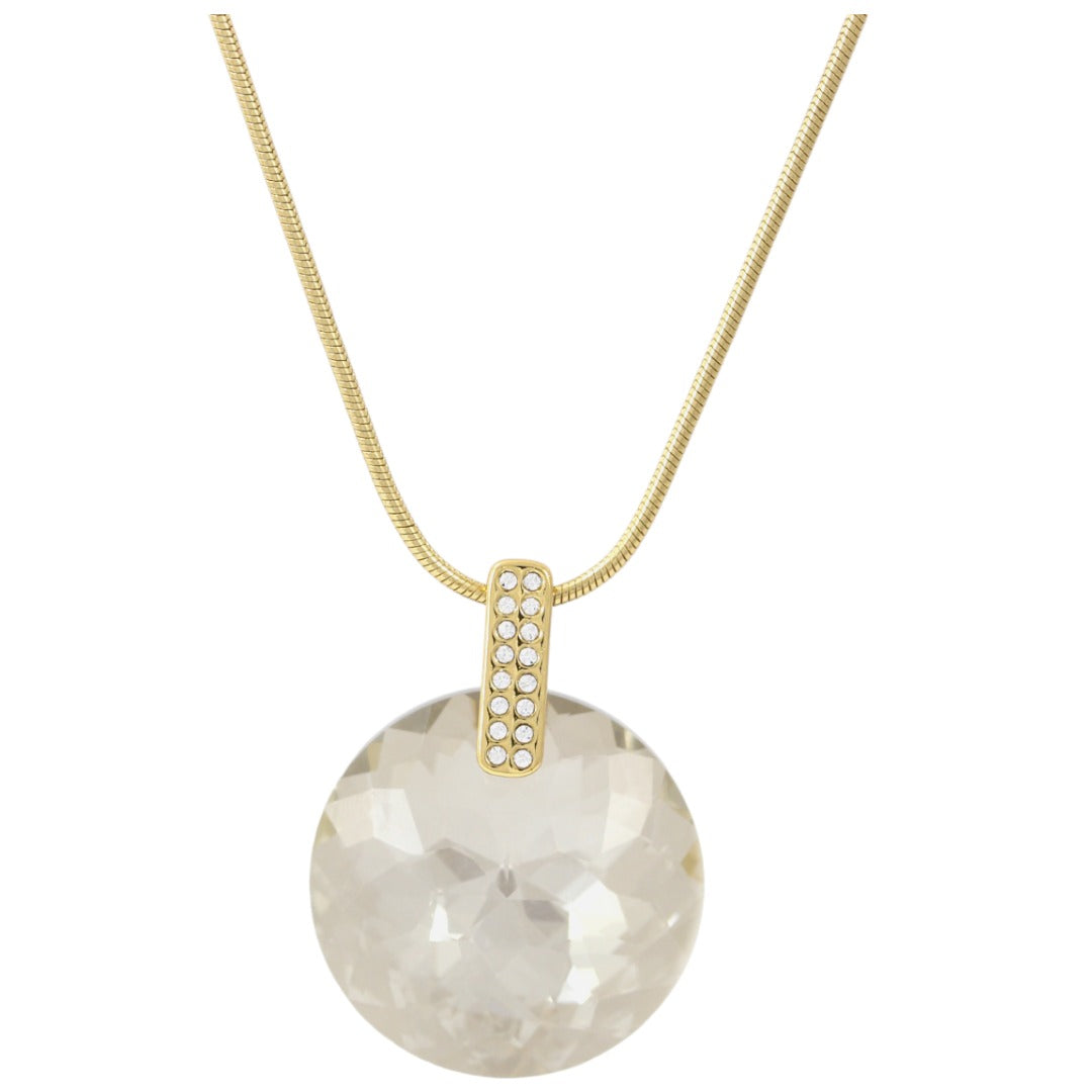 Long Necklace Big Stone Gold Plated 24K
