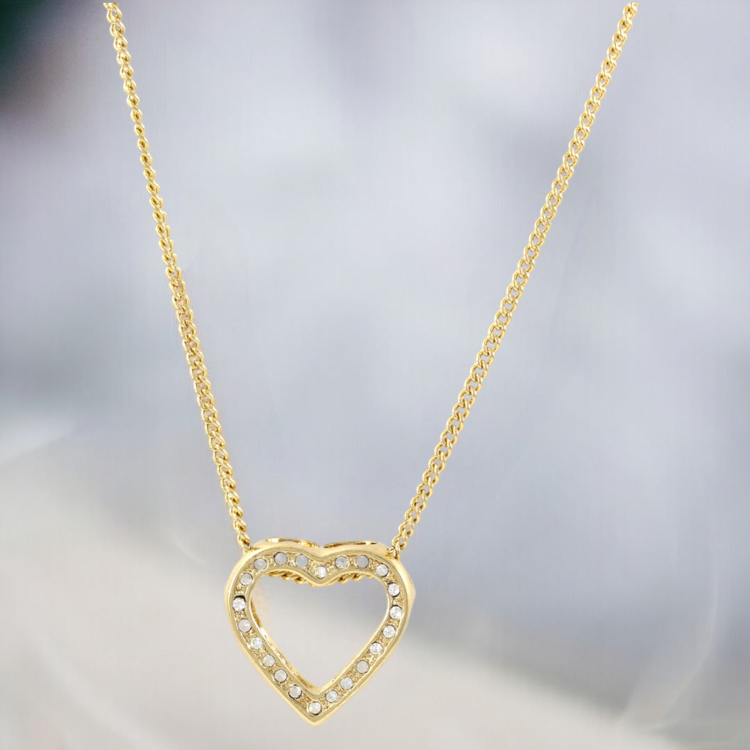 Heart Zircon Necklace Gold Plated 24K