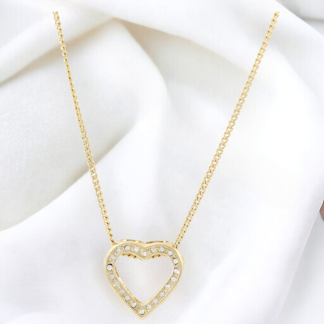 Heart Zircon Necklace Gold Plated 24K