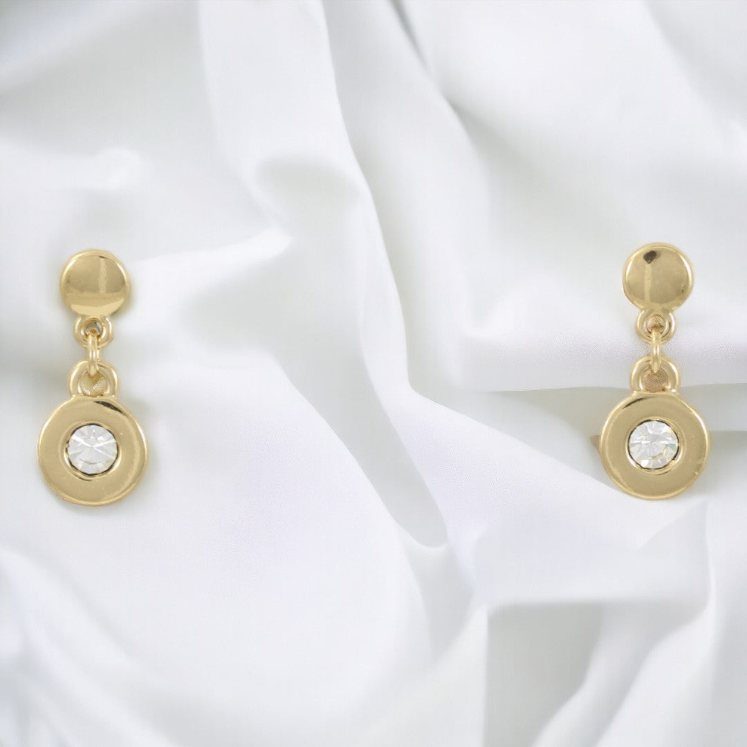 Drop Earrings Big Zircon Gold Plated 24K