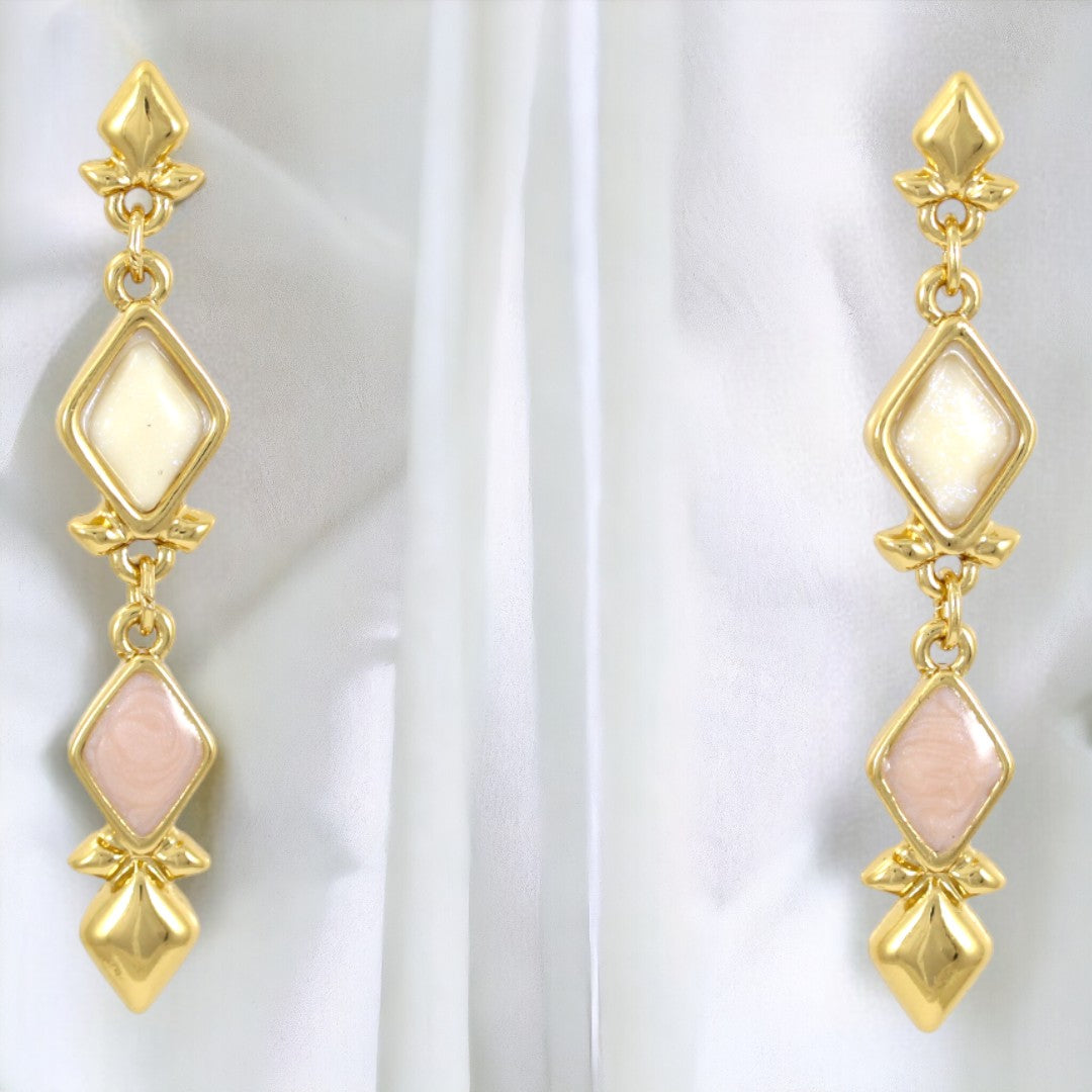 Drop Fancy Pink & White Diamond earring Gold Plated