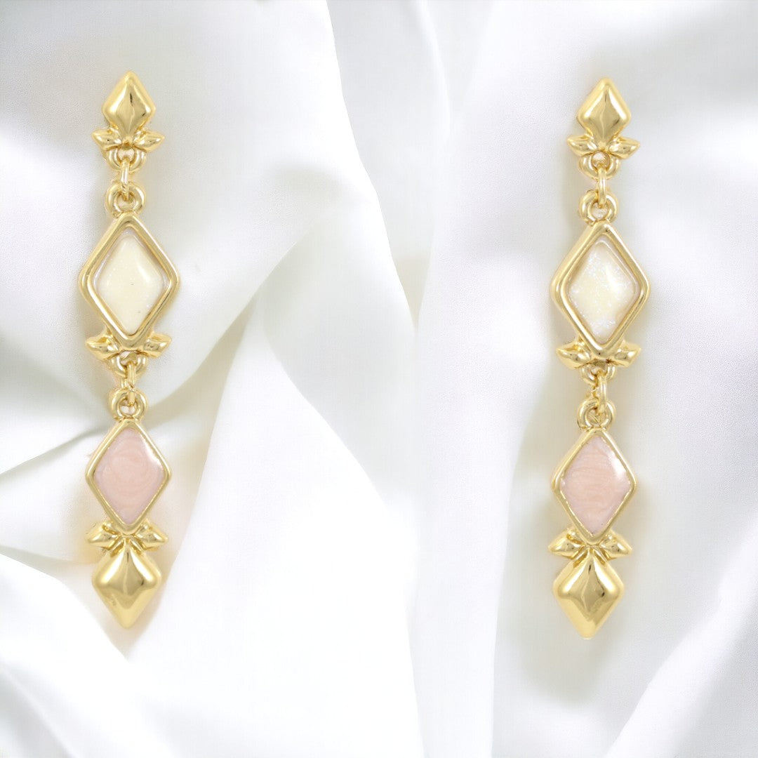 Drop Fancy Pink & White Diamond earring Gold Plated