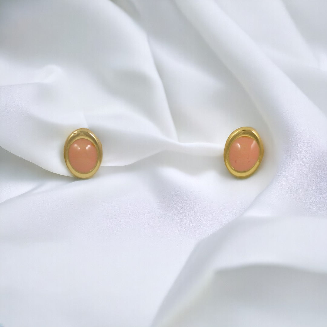 Pink Stud Gold Plated 24K Earrings