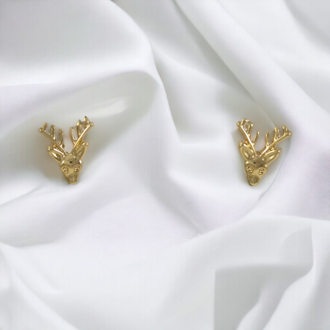 Deer stud earring Gold Plated