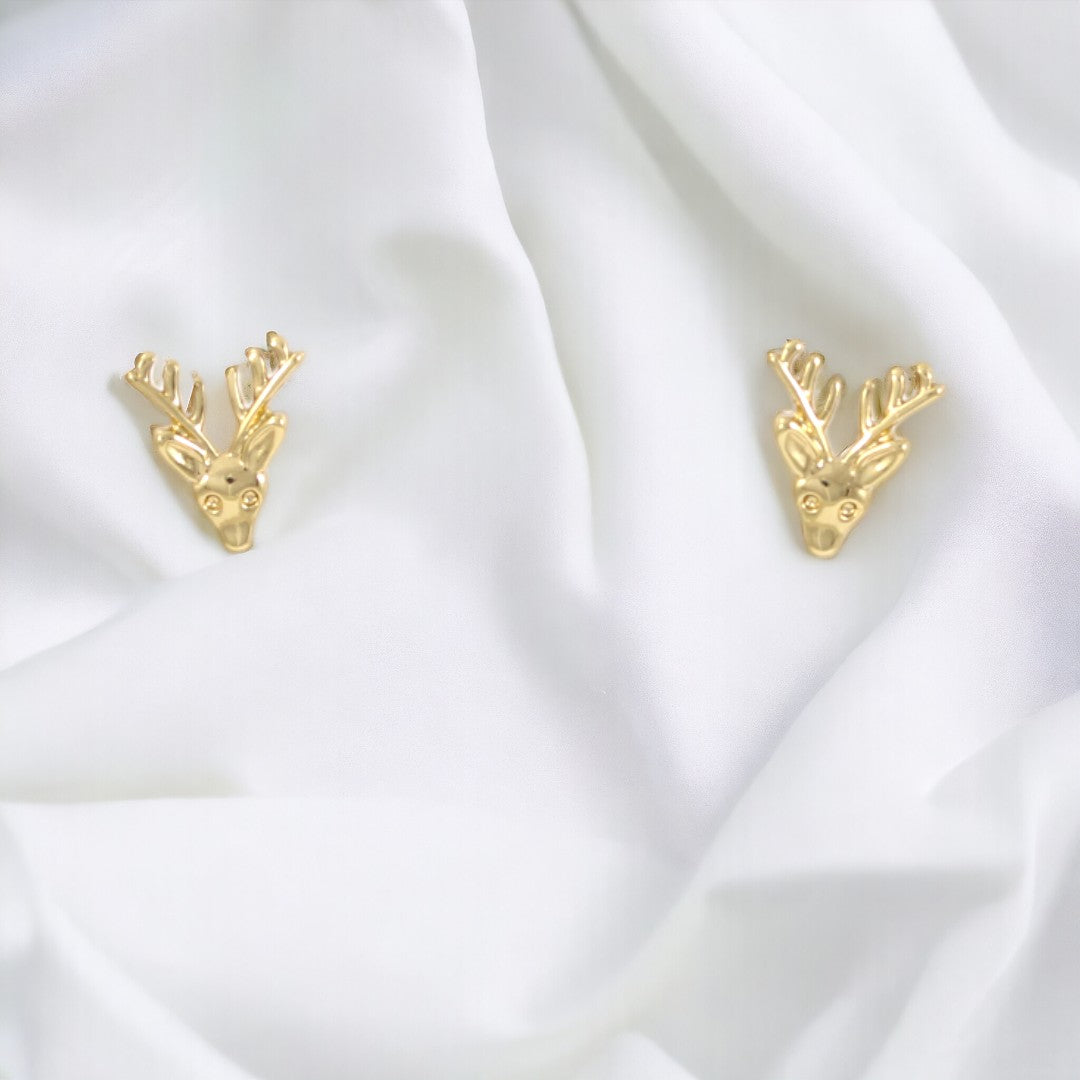 Deer stud earring Gold Plated