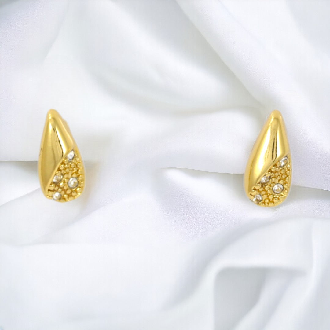 Fancy Designed Drops Gold Plated 24K Stud Earrings