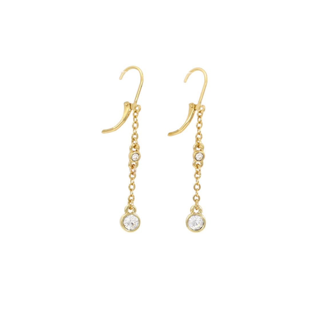 Long Zircons Drop Earrings Real Gold Plated 24K