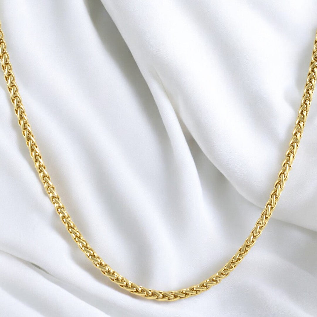 Men's Rope Chain Necklace Gold Plated 24K