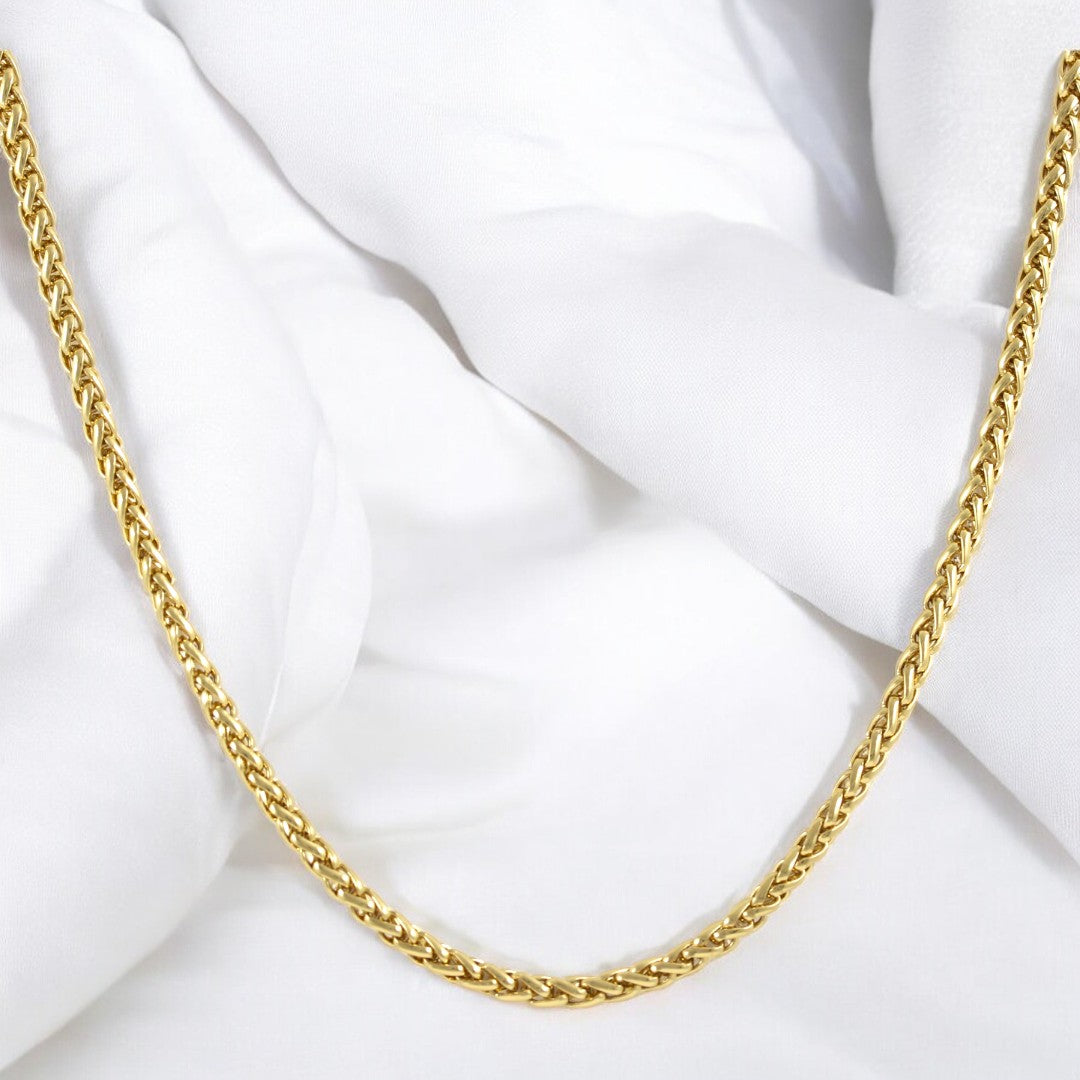 Men's Rope Chain Necklace Gold Plated 24K