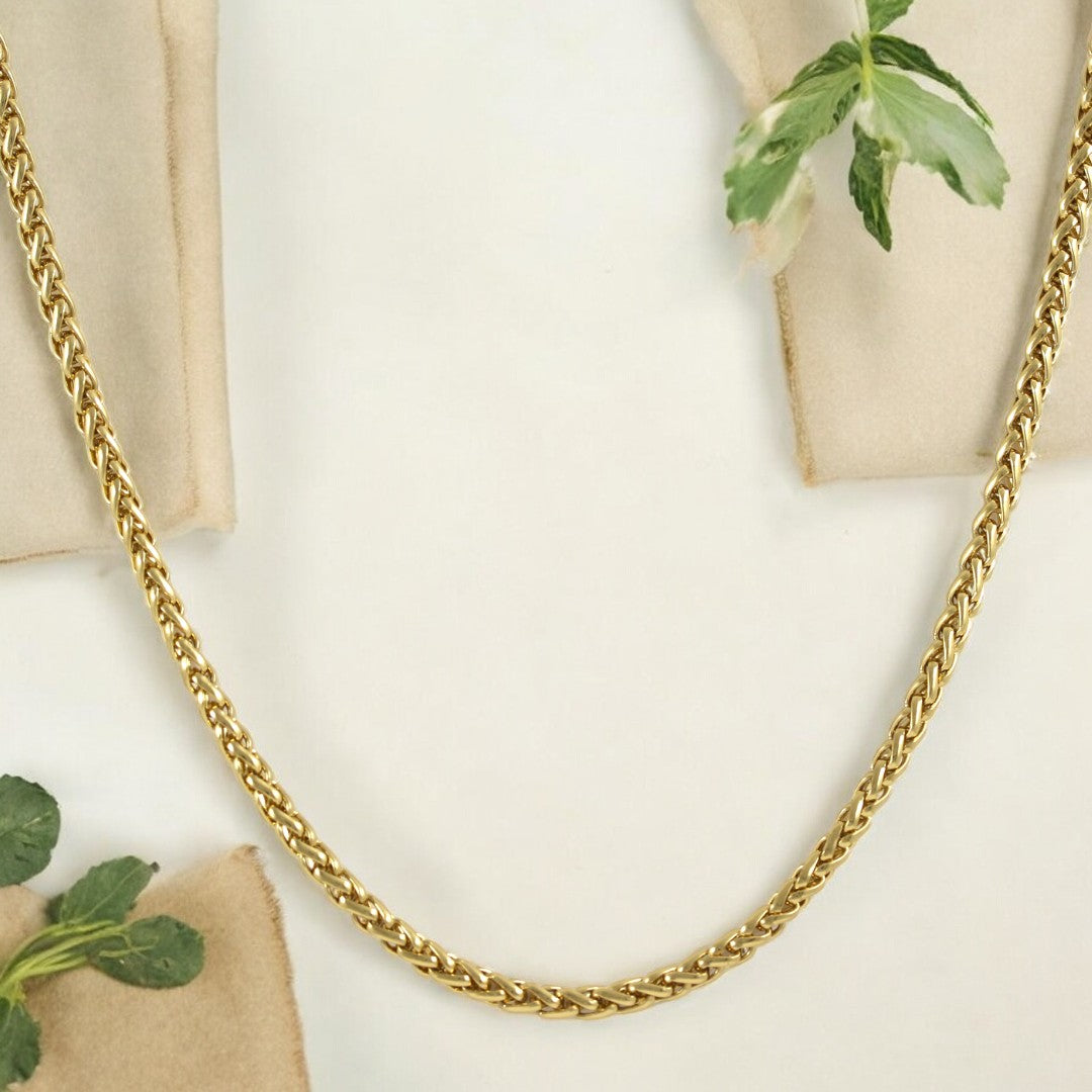 Men's Rope Chain Necklace Gold Plated 24K