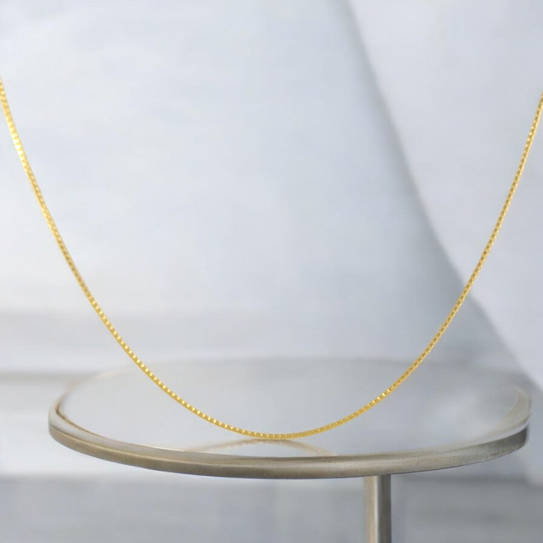 Box Link Necklace 18'' Real Gold Filled 18K