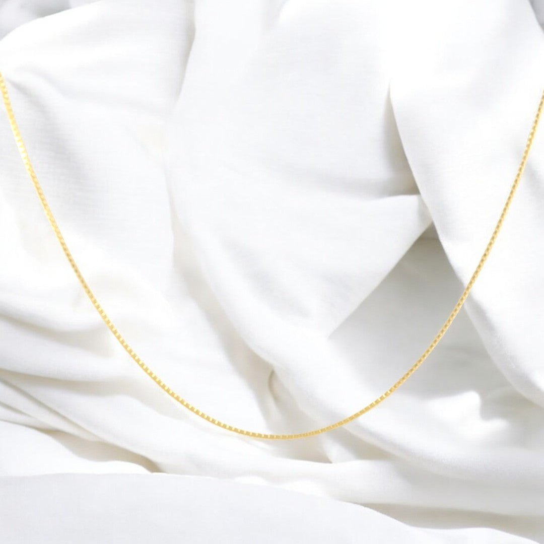 Box Link Necklace 18'' Real Gold Filled 18K