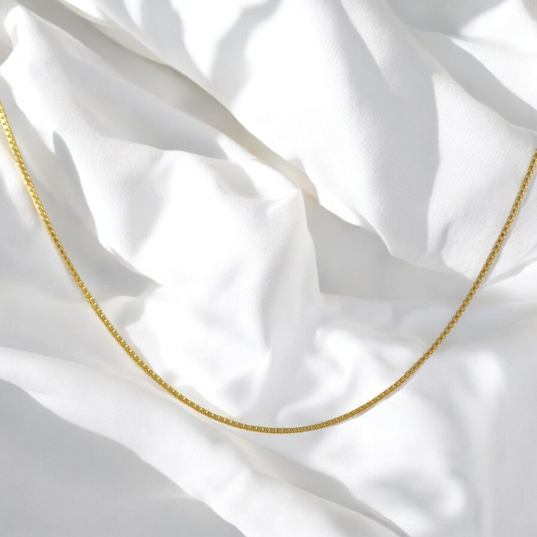 Box Link Necklace 18'' Real Gold Filled 18K