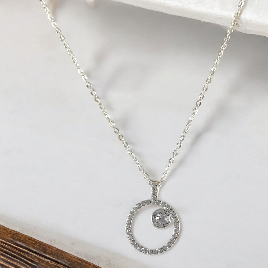 Full Moon Necklace Silver Plated