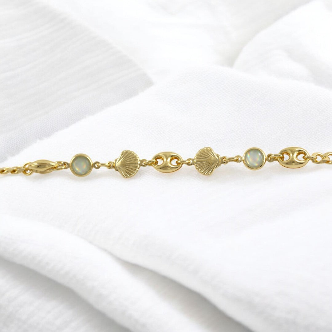 Anklet Bracelet Cuban Pearl Seacharm Gold Filled 18K