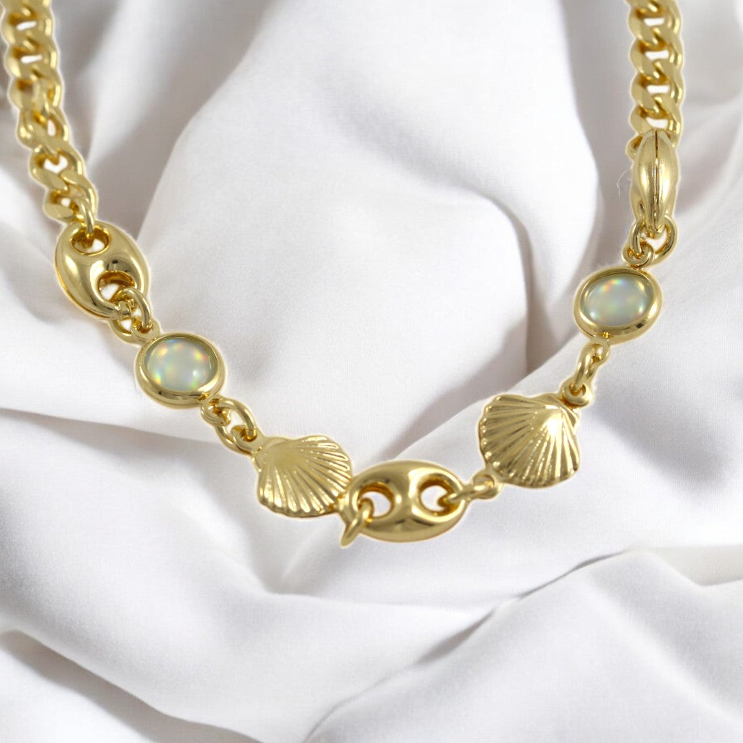 Anklet Bracelet Cuban Pearl Seacharm Gold Filled 18K