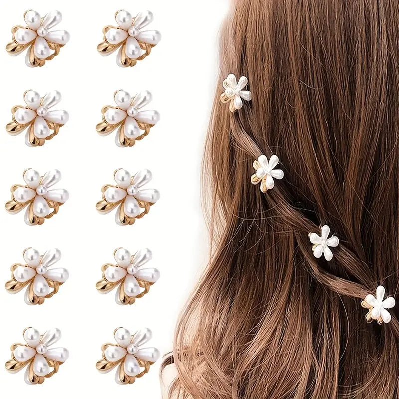 2 pares de pinzas para el pelo con forma de perla