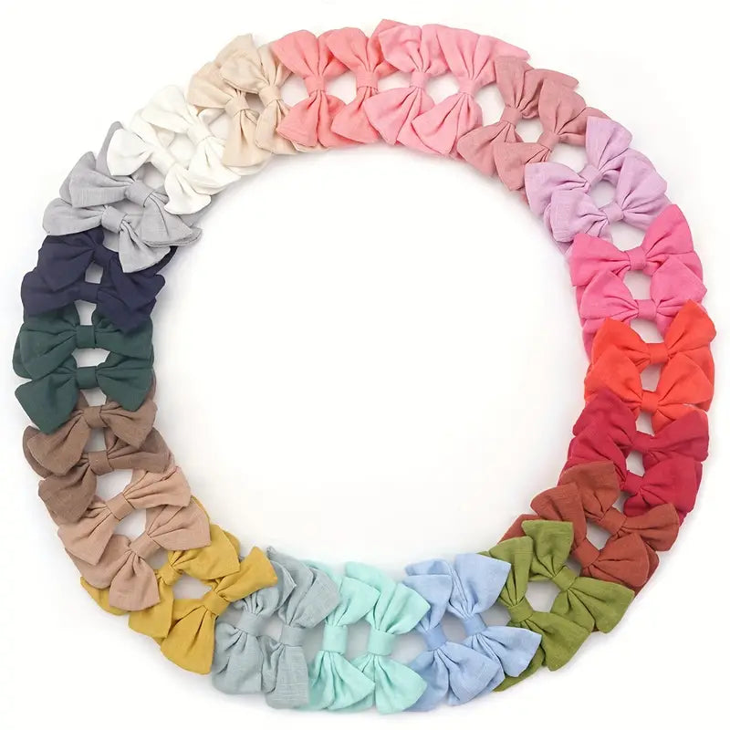 Pair Mini Cloth Ribbon Bow Hair Clip